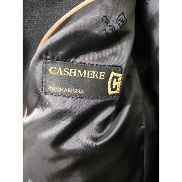 Charisma Cashmere Black Men Blazer Jacket Size 42R Two-Button Single-Breasted No - Picture 12 of 15